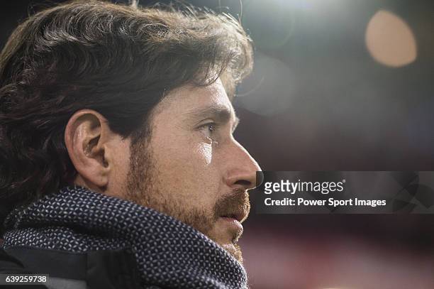 Coach Victor Sanchez del Amo of Real Betis Balompie looks on during their La Liga 2016-17 match between Atletico de Madrid vs Real Betis Balompie at...