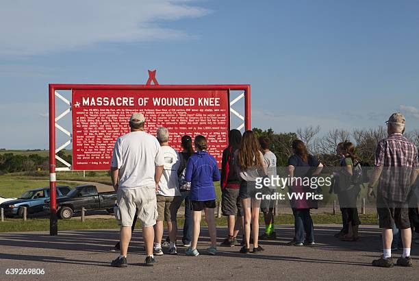 Memorial to the Wounded Knee Massacre that occurred on December 29 near Wounded Knee Creek on the Lakota Pine Ridge Indian Reservation, South Dakota....