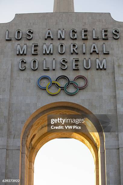 Los Angeles Memorial Coliseum Exterior, Exhibition Park, Los Angeles, California, USA.