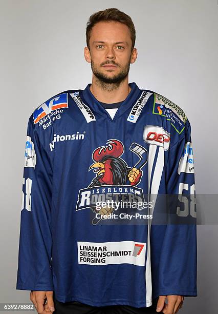 Christopher Fischer of the Iserlohn Roosters during the portrait shot on September 3, 2016 in Iserlohn, Germany.