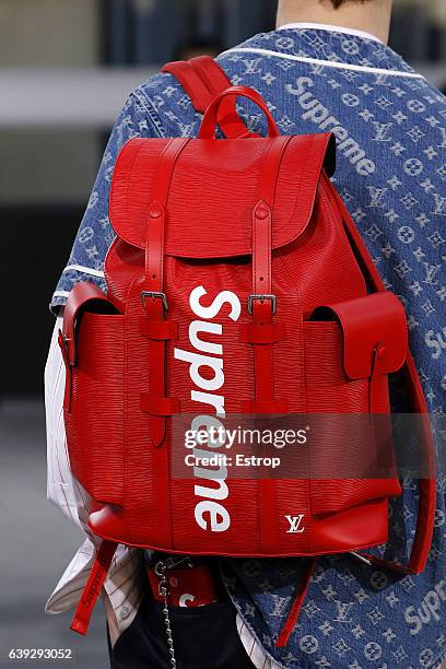 Detail at the runway during the Louis Vuitton Menswear Fall/Winter 2017-2018 show as part of Paris Fashion Week on January 19, 2017 in Paris, France.