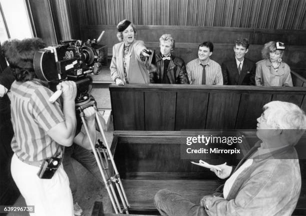 The Boswell family seen here in the dock at St George's Hall during the filming for the next series of Bread. 21st September 1988.