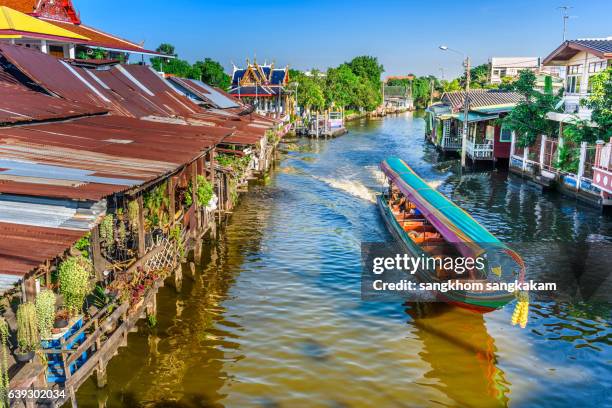 boat for travel in canall,bangkok thailand - bangkok bildbanksfoton och bilder