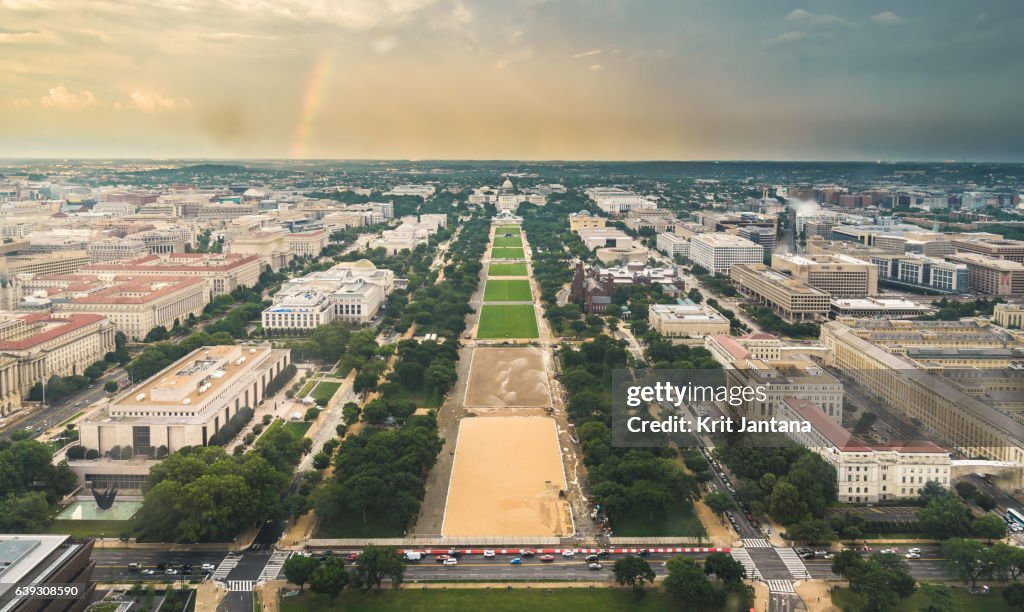 Aerial view of The Capitol and The Nation Mall, Washington D.C.