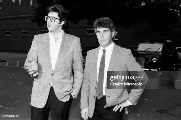 Max Clifford, Publicist, with Carlo Spetale, manager of snooker player, Kirk Stevens, 7th June 1986.