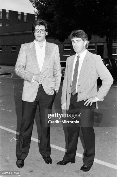 Max Clifford, Publicist, with Carlo Spetale, manager of snooker player, Kirk Stevens, 7th June 1986.