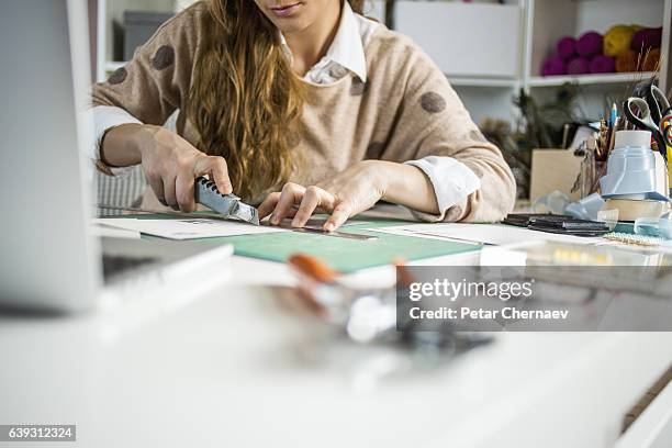 scrapbooking - cutting through clutter stock pictures, royalty-free photos & images