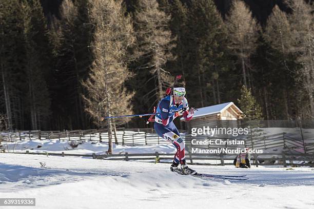 Ole Einar Bjoerndalen of Norway competes during the 20 km men's Individual on January 20, 2017 in Antholz-Anterselva, Italy.