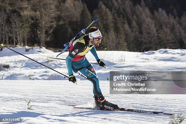 Martin Fourcade of France competes during the 20 km men's Individual on January 20, 2017 in Antholz-Anterselva, Italy.