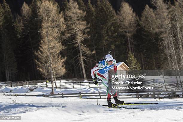 Krasimir Anev of Bulgaria competes during the 20 km men's Individual on January 20, 2017 in Antholz-Anterselva, Italy.