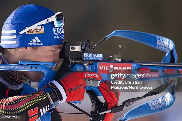 Simon Schempp of Germany competes during the 20 km men's Individual on January 20, 2017 in Antholz-Anterselva, Italy.