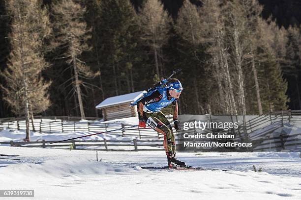 Simon Schempp of Germany competes during the 20 km men's Individual on January 20, 2017 in Antholz-Anterselva, Italy.