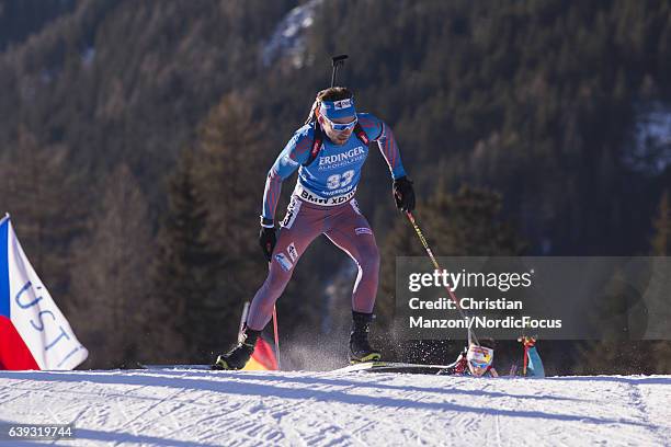 Anton Shipulin of Russia competes during the 20 km men's Individual on January 20, 2017 in Antholz-Anterselva, Italy.