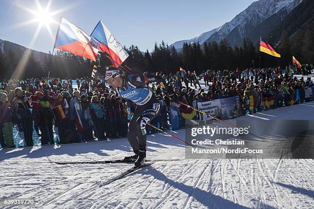 Dominik Windisch of Italy competes during the 20 km men's Individual on January 20, 2017 in Antholz-Anterselva, Italy.