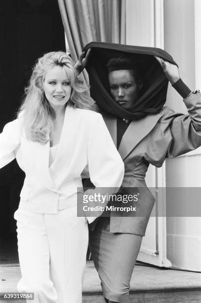 Photo-call, A View to a Kill, new James Bond film, starring actresses Grace Jones and Tanya Roberts, 13th June 1985.