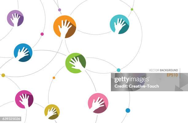 connection human hands - volunteer hands colorful stock illustrations