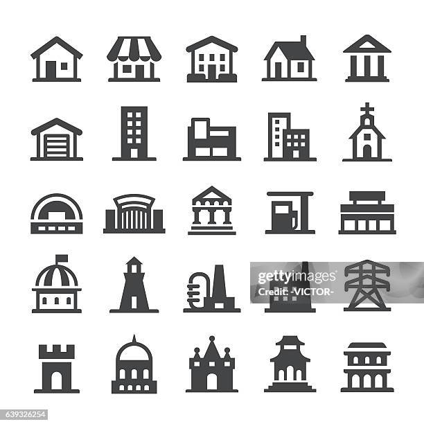 architecture icons - smart series - villa stock illustrations