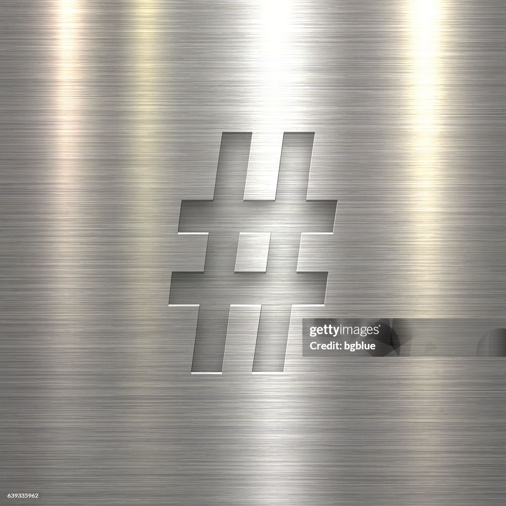 Photo Hashtag Sign Hashtag Symbol On Metal Texture Background High-Res Vector Graphic ...
