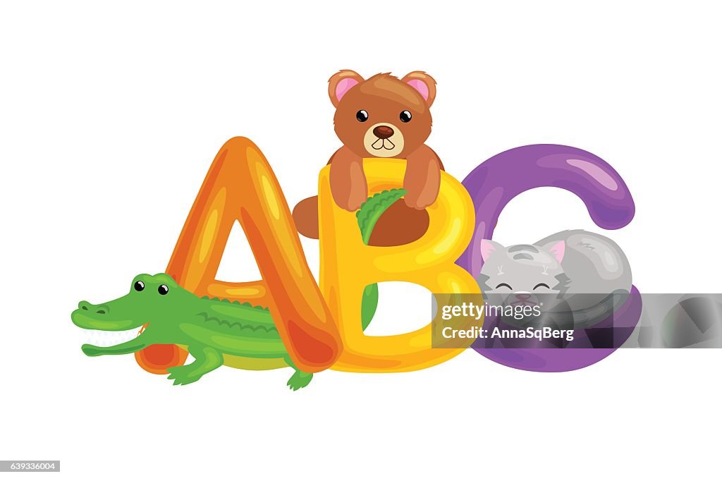 Conjunto De Animales Alfabeto Para Los Niños Letras Dibujos Animados  Diversión Abc Ilustración de stock - Getty Images