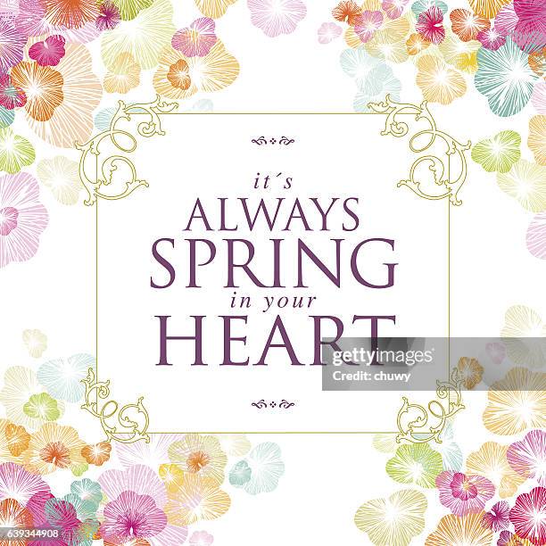 frühling banner blume text blumen nachricht herzrahmen - chuwy stock-grafiken, -clipart, -cartoons und -symbole