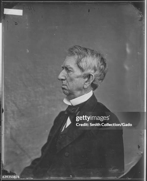Half length portrait of former United States Secretary of State William H Seward seated in profile, 1863. Image courtesy National Archives. .