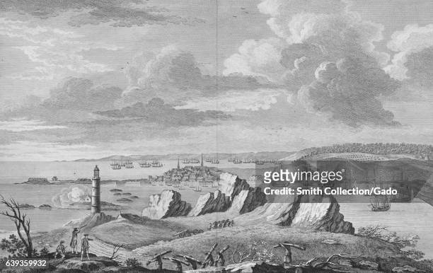 Engraving of Louisburgh by French engraver Pierre Charles Canot, 1760. From the New York Public Library. .