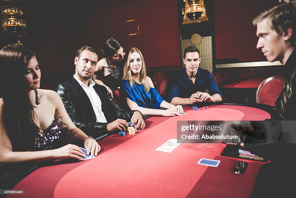 Five Poker Players and Dealer at the Casino, Portorose, Europe