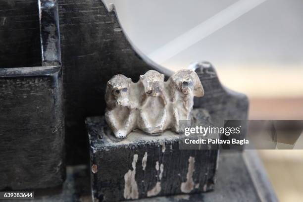 January 10. Gandhi's three monkeys a statute that said `see no evil, hear no evil and say no evil' and it was placed on his work table. The unusually...