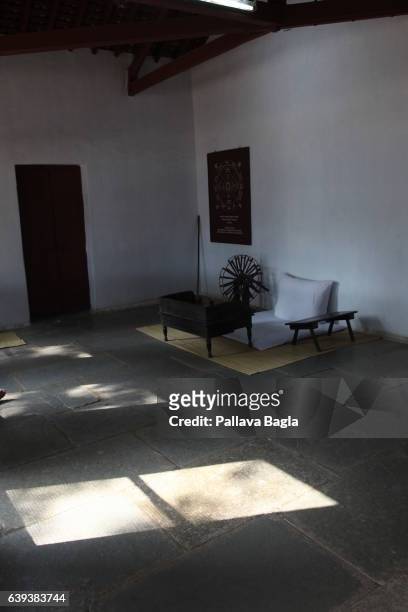 January 10.The simple office space of Gandhi, he sat on the floor worked on a low table and met all dignitaries in this sparsely furnished room. The...