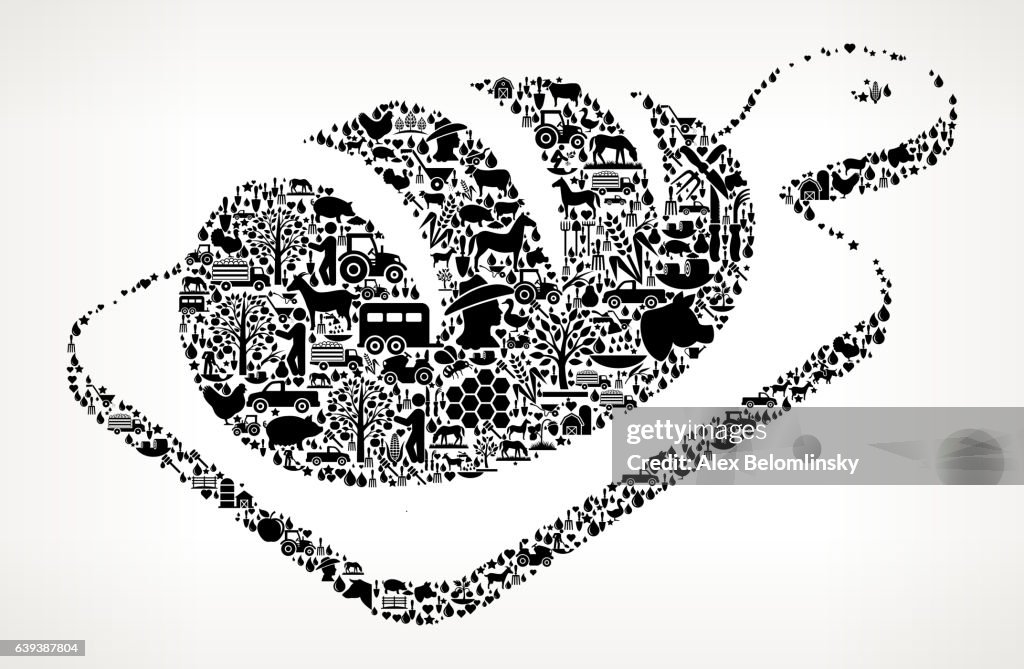 Bread on Cutting Board Farming and Agriculture Black Icon Pattern