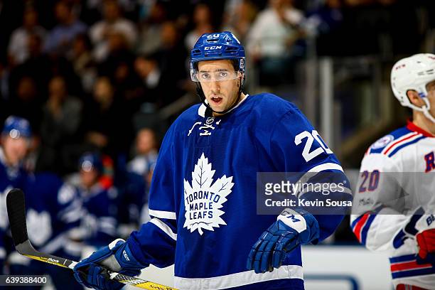 Frank Corrado of the Toronto Maple Leafs at an NHL game against the New York Rangers during the third period at the Air Canada Centre on January 19,...