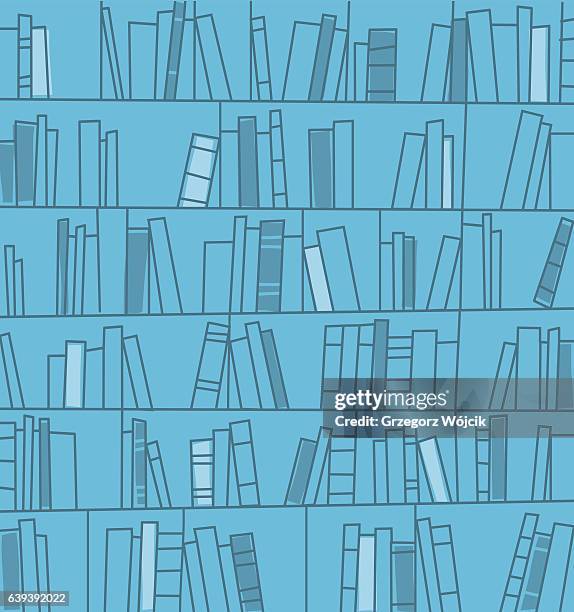 bildbanksillustrationer, clip art samt tecknat material och ikoner med bookshelves background. vector illustration. - book blue