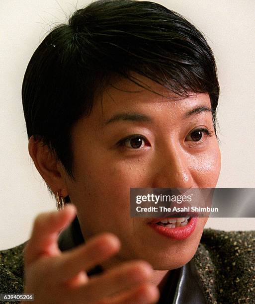 Social Democratic Party lower house lawmaker Kiyomi Tsuijmoto speaks during the Asahi Shimbun interview on October 19, 2000 in Tokyo, Japan.