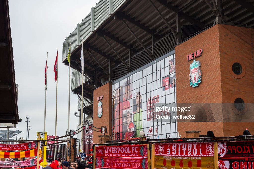 Outside Anfield on a match day