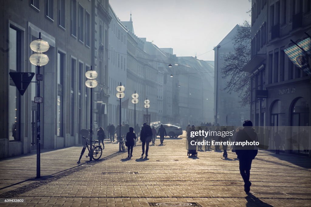 People walking on brienner street in Munich.