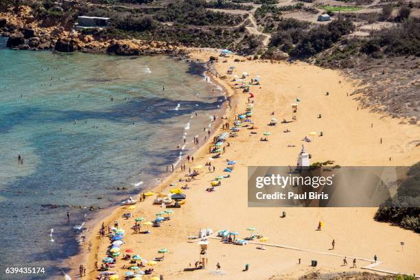 view of ramla bay beach, gozo, malta - gozo malta fotografías e imágenes de stock