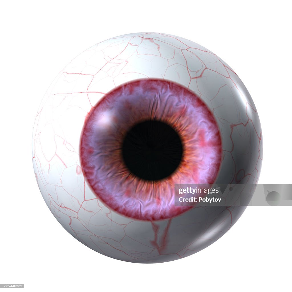 Red vampire eyeball isolated on a white