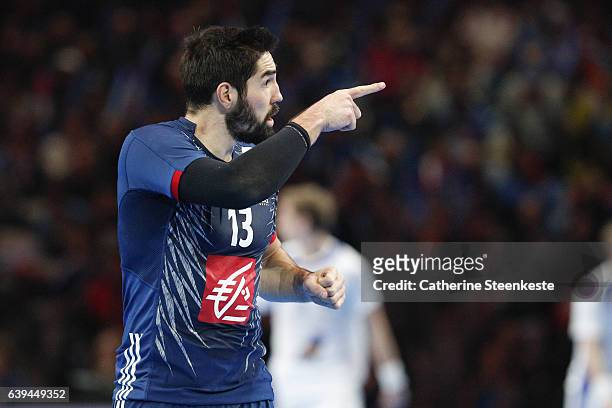 Nikola Karabatic of France looks on during the 25th IHF Men's World Championship 2017 Round of 16 match between France and Iceland at Stade Pierre...