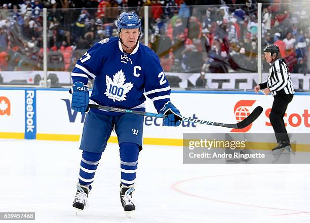 Toronto Maple Leafs alumni Darryl Sittler skates during the 2017 Rogers NHL Centennial Classic Alumni Game at Exhibition Stadium on December 31, 2016...