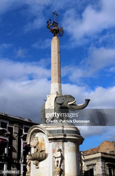 fontana dell' elefante, catania, sicily, italy - catania stock pictures, royalty-free photos & images