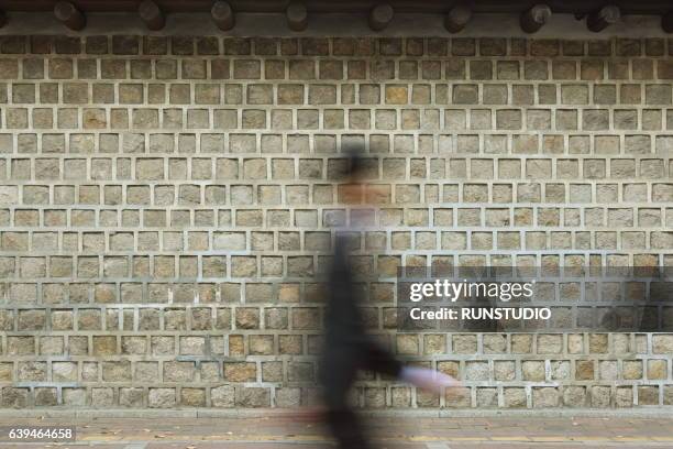 people walking in front of gyeongbokgung palace - soul city ストックフォトと画像