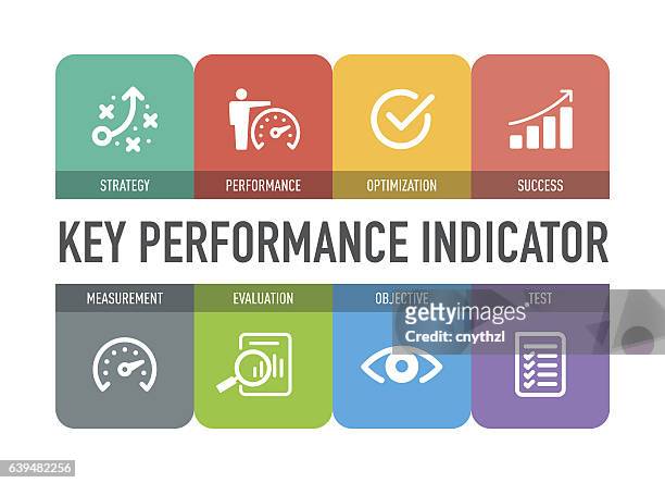 key performance indicator icon set - business strategy stock illustrations