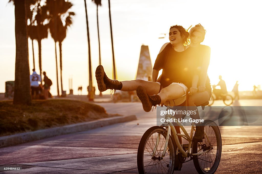 Women Couple Biking
