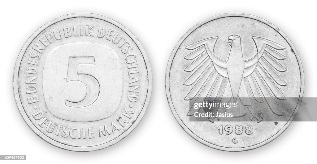 Currency metal coin macro photo with white background