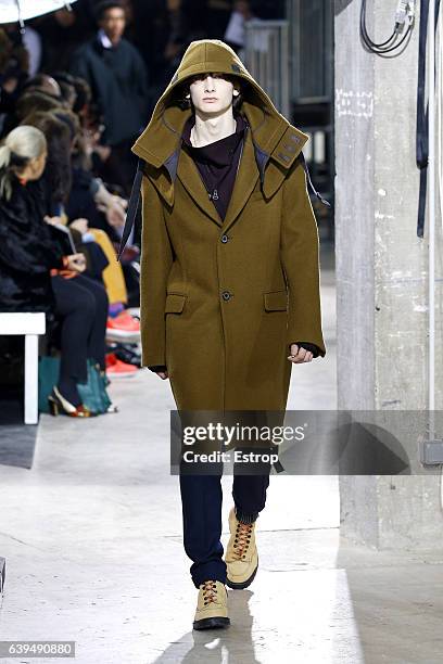 Model walks the runway during the Lanvin Menswear Fall/Winter 2017-2018 show as part of Paris Fashion Week on January 22, 2017 in Paris, France.