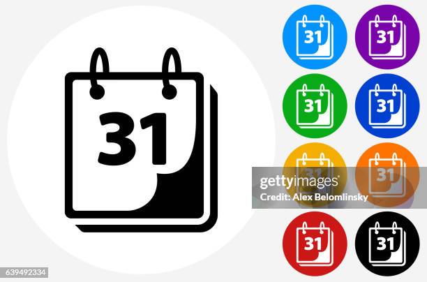 calendar icon on flat color circle buttons - 2017 calendar stock illustrations