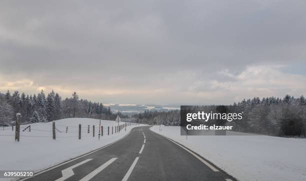 hausberg landesstraße - bare trees on snowfield stock pictures, royalty-free photos & images