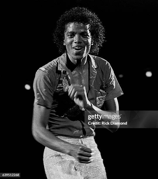 Michael Jackson performs during The Jacksons Triumph Tour at The Omni Coliseum in Atlanta Georgia July 22, 1981