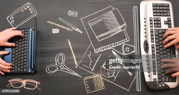 desktop at working time - digital mindset stock illustrations