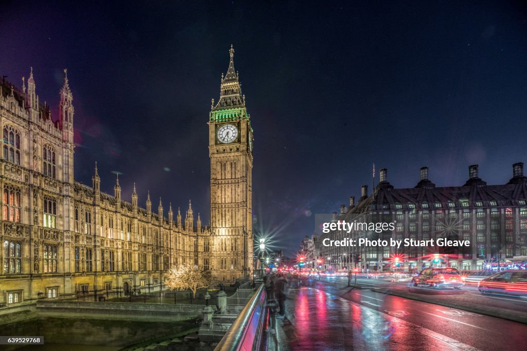 The Houses of Parliament (London) at night